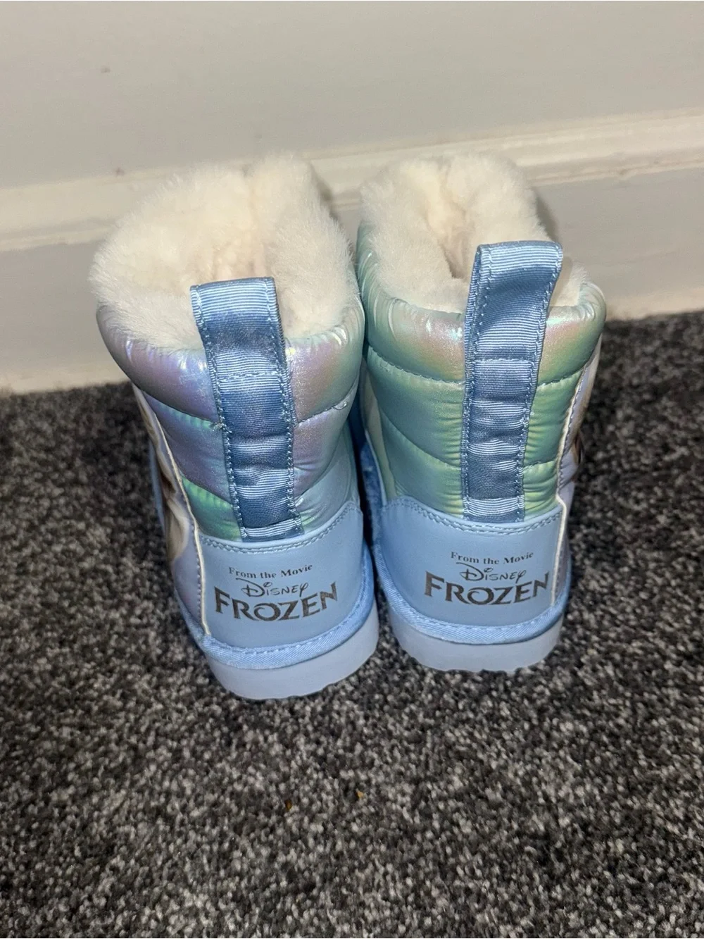H&M Iridescent Light Blue Kids Winter Boots with Plush Collar